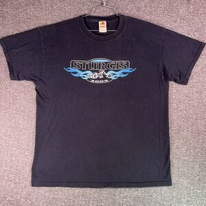 VTG Y2K Sturgis 2005 Shirt Mens XL Graphic Biker Casual Flames Fruit of the Loom